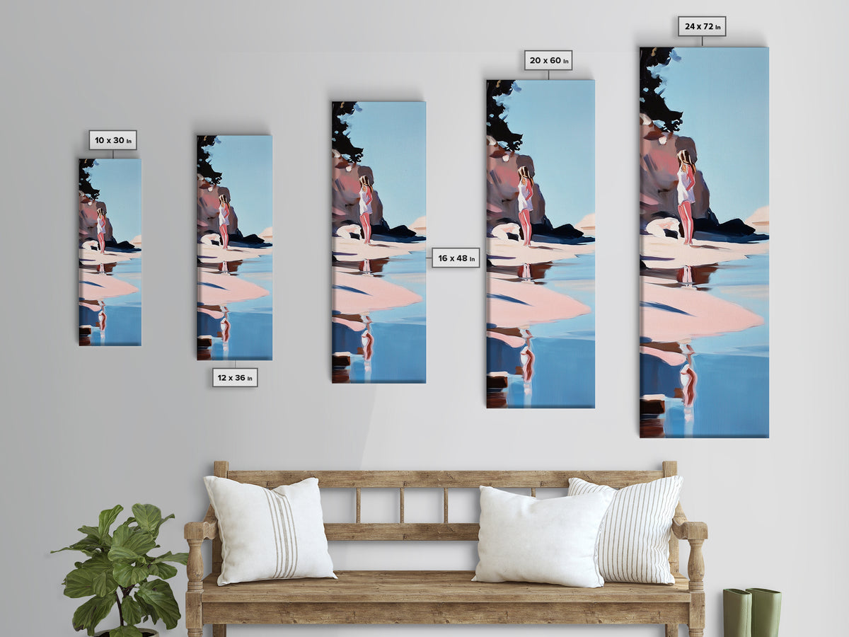 Ocean Reflection, Calm Waters, Coastal Wanderer, Framed Canvas Print, Minimalist Beach Art, Relaxing Home Decor, Bedroom Wall Art
