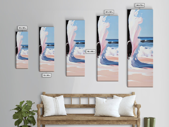 Coastal Wave, Pink Sunset, Canvas Print, Modern Beach Art, Abstract Ocean Wall Decor, Nautical Home Aesthetic, Living Room Art