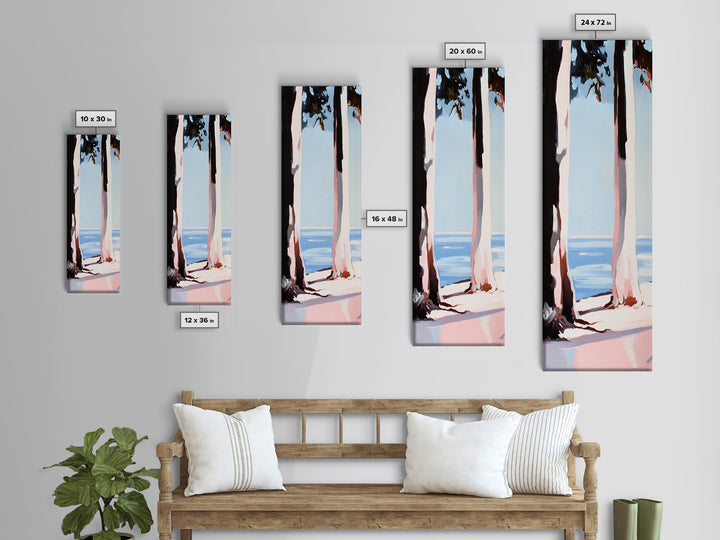 Coastal Trees, Beach Landscape, Minimalist Art, Framed Canvas Print, Modern Wall Art, Ocean View, Nature Decor, Living Room Wall Art