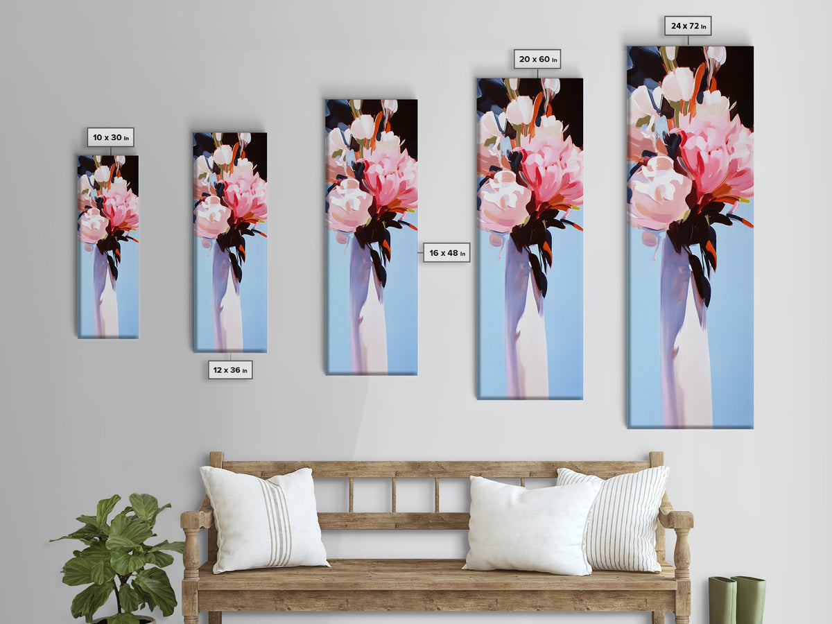 Abstract Floral Art, Bold Flower Painting, Romantic Wall Decor, Framed Canvas Print, Modern Home Art, Feminine Aesthetic, Bedroom Wall Art