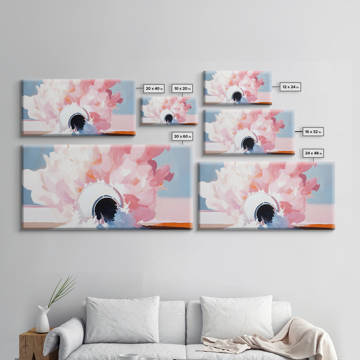Abstract Explosion, Pink Cloud Art, Surreal Dreamy Painting, Modern Pastel Wall Decor, Whimsical Home Aesthetic, Framed Canvas Print