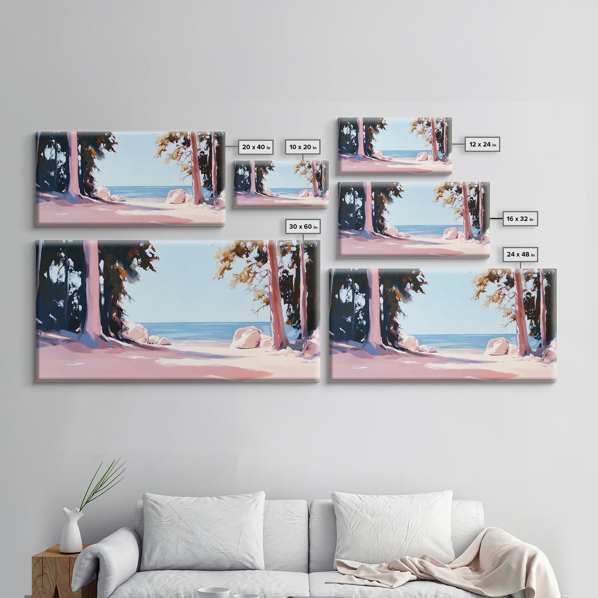 Beach View, Forest Path, Serene, Canvas Print, Coastal Home Decor, Nature Wall Art, Minimalist Art, Bedroom Wall Art, Tranquil Aesthetic