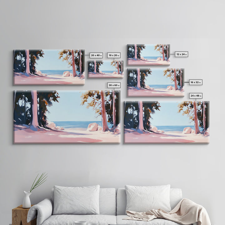 Beach View, Forest Path, Serene, Canvas Print, Coastal Home Decor, Nature Wall Art, Minimalist Art, Bedroom Wall Art, Tranquil Aesthetic