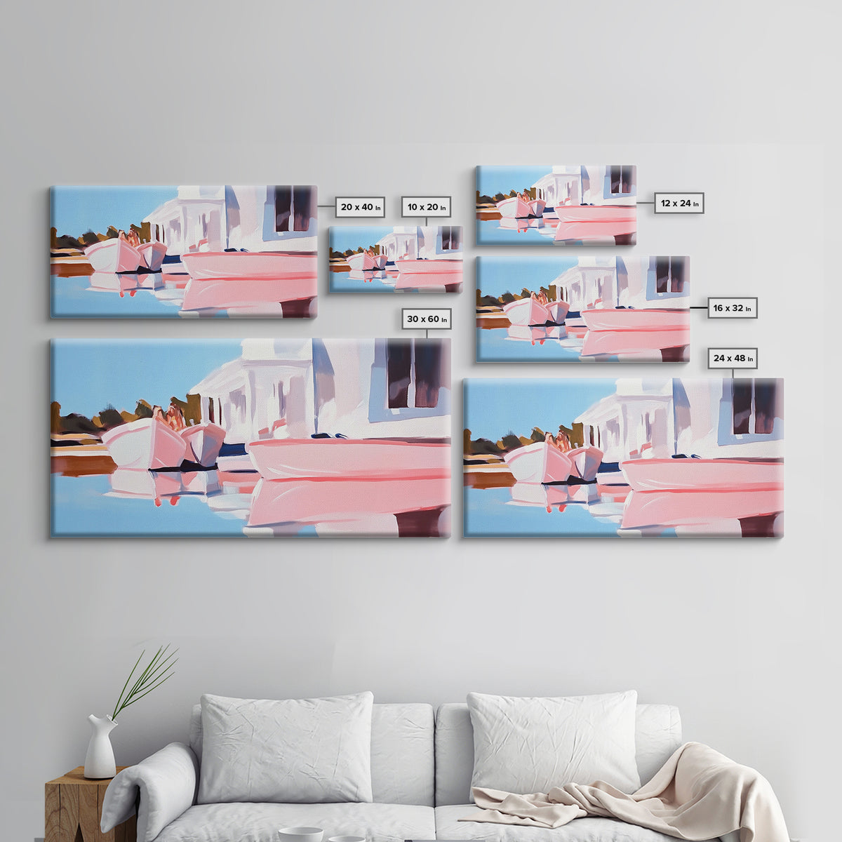 Boats Harbor, Reflection, Canvas Print, Coastal Art, Nautical Wall Art, Minimalist Home Decor, Serene Seascape, Modern Living Room Art