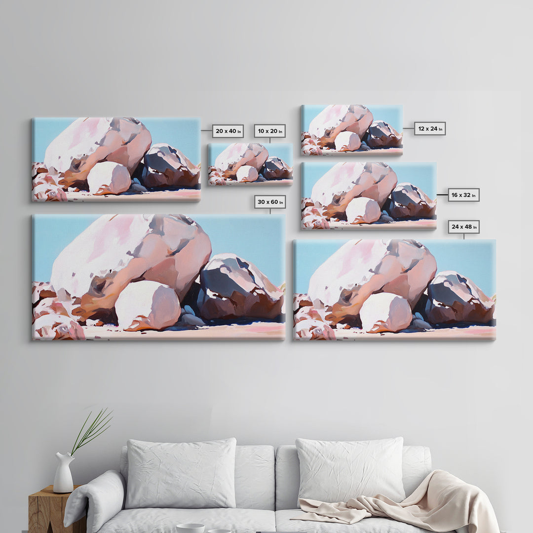 Rock Formations, Desert Landscape, Warm Neutrals, Canvas Print, Bohemian Wall Art, Modern Minimalist Decor, Earthy Tones, Bedroom Wall Art