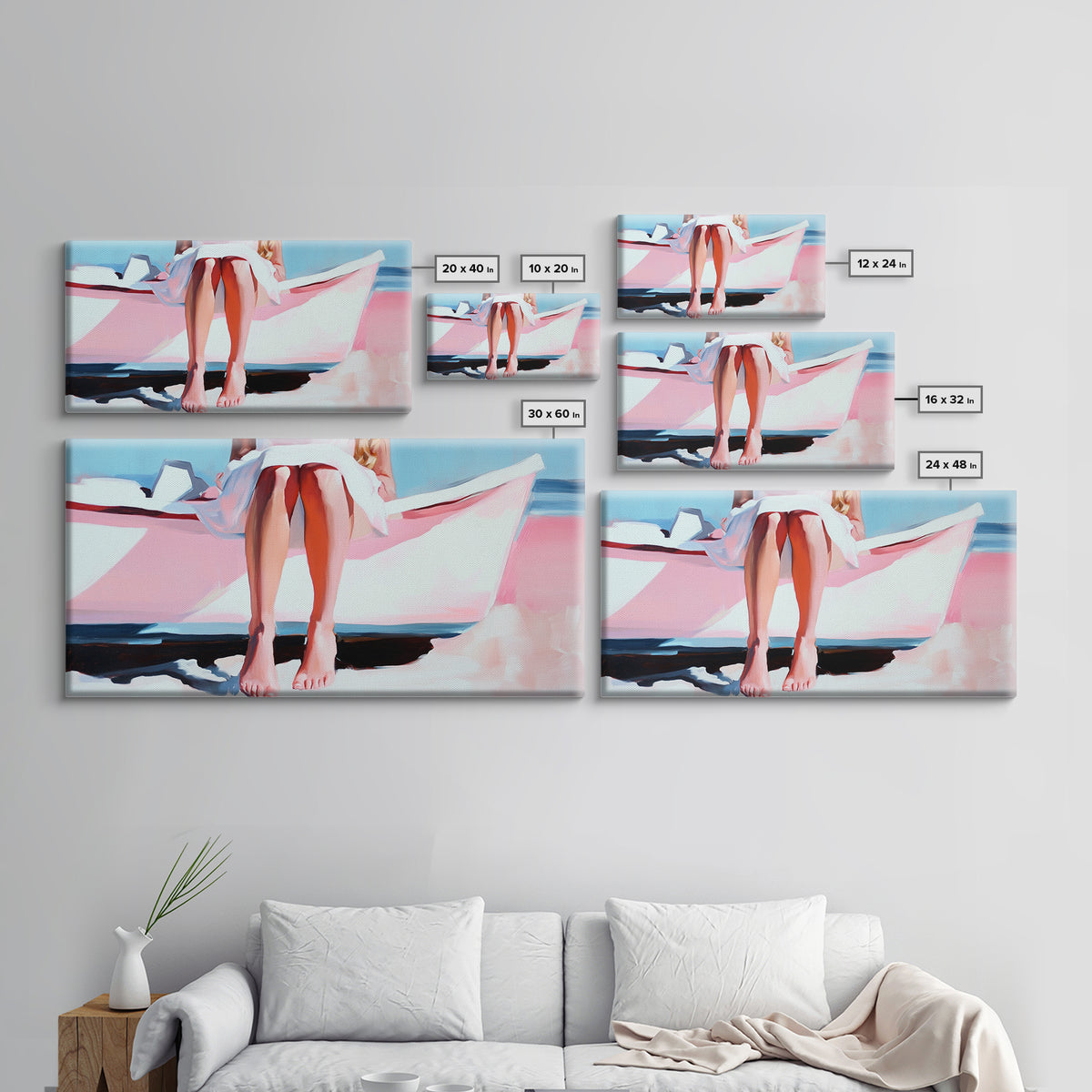 Barefoot on Boat, Coastal Lifestyle, Serene Beach Art, Nautical Aesthetic, Minimalist Wall Decor, Pastel Home Art, Canvas Print
