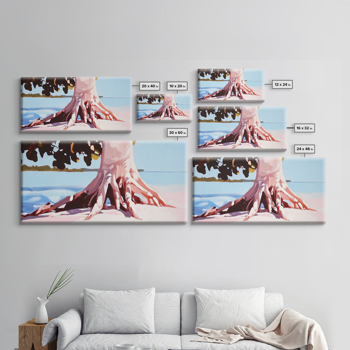 Coastal Tree Roots, Tropical Beach Art, Seaside Nature Print, Boho Coastal Decor, Nautical Wall Art, Living Room Canvas Print