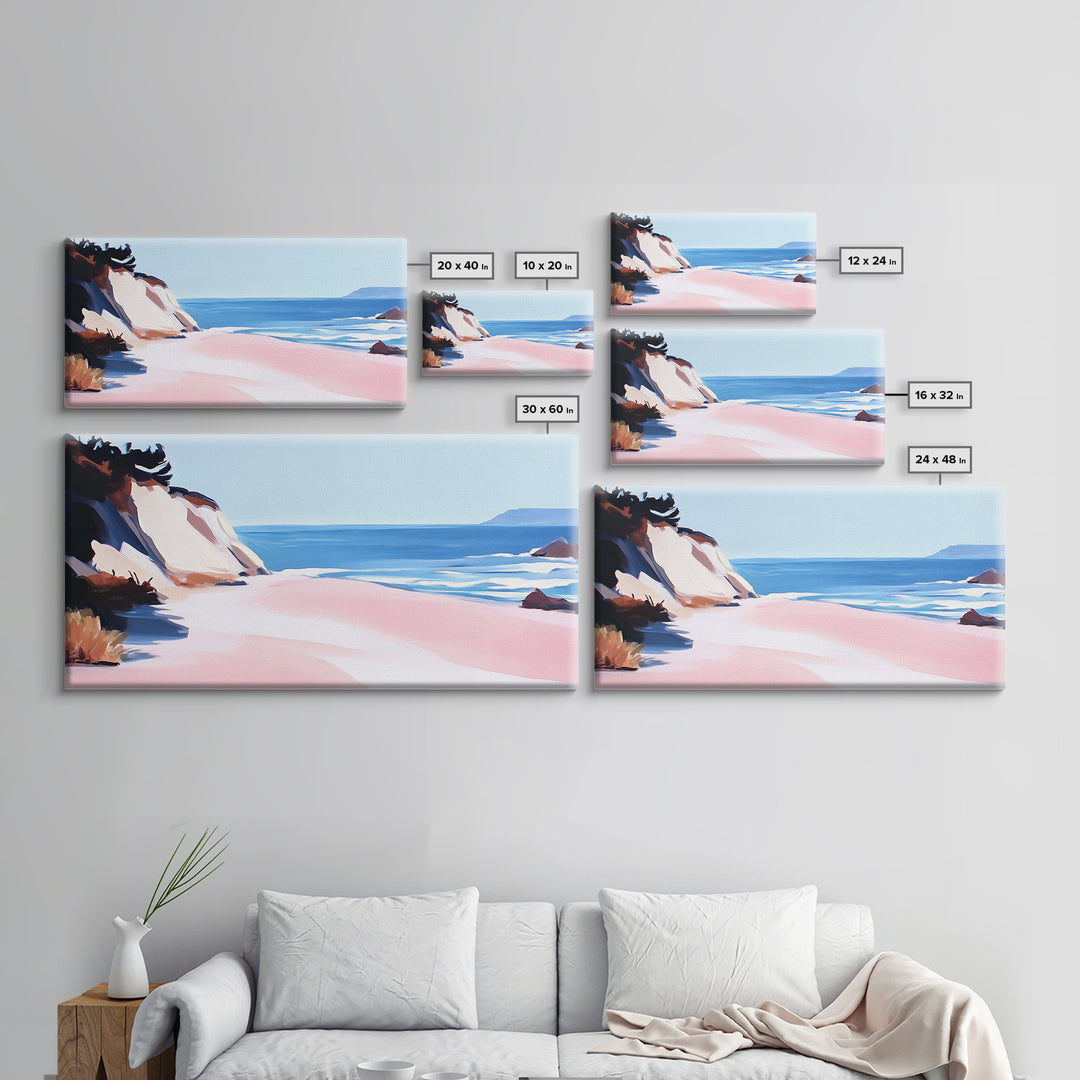 Coastal Escape, Ocean Waves, Seaside Serenity, Framed Canvas Print, Beach House Decor, Minimalist Art, Bedroom Wall Art, Nautical Print