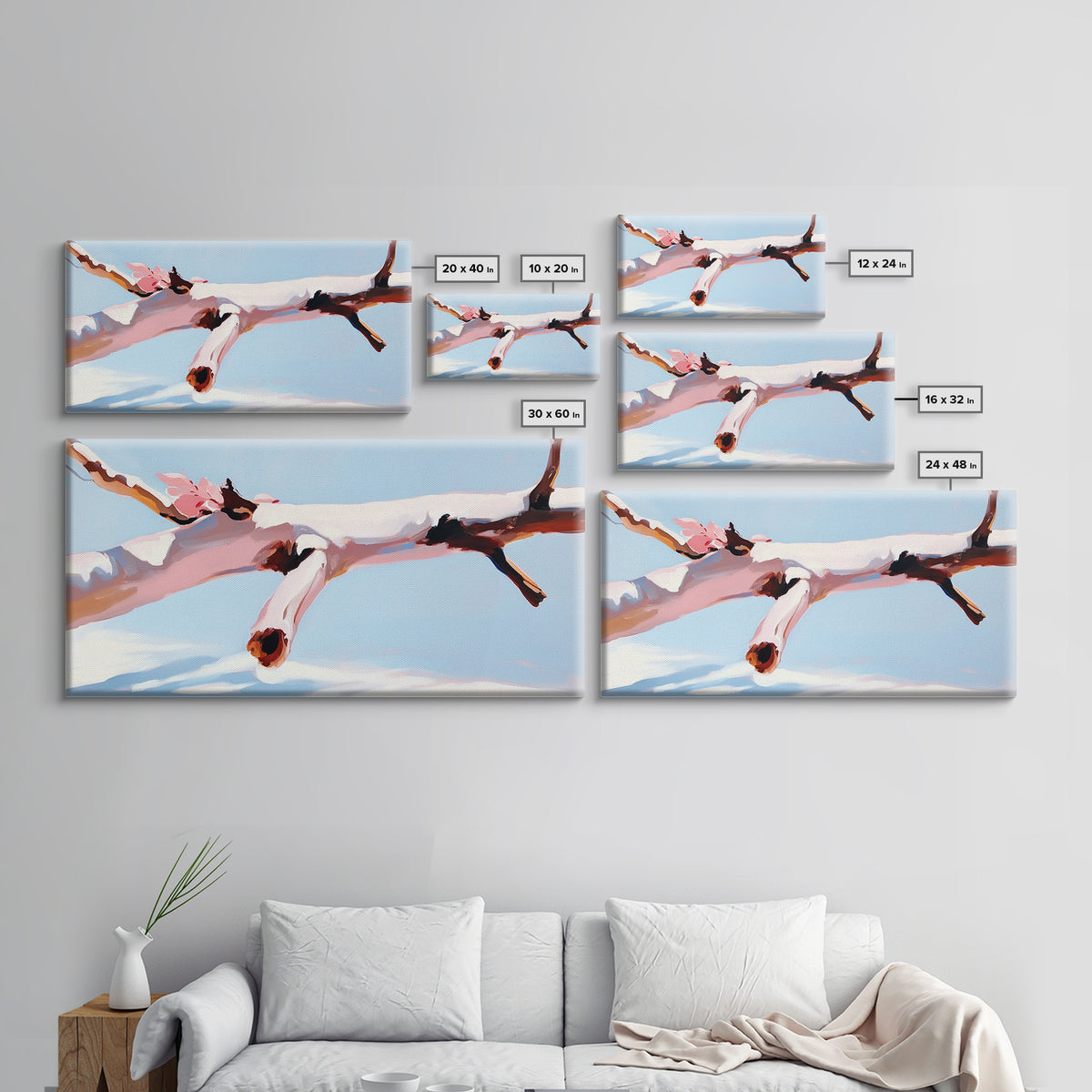 Branch Harmony, Nature Abstract, Earthy Tones, Framed Canvas Print, Bohemian Wall Art, Botanical Decor, Cozy Home Accent, Neutral Artwork