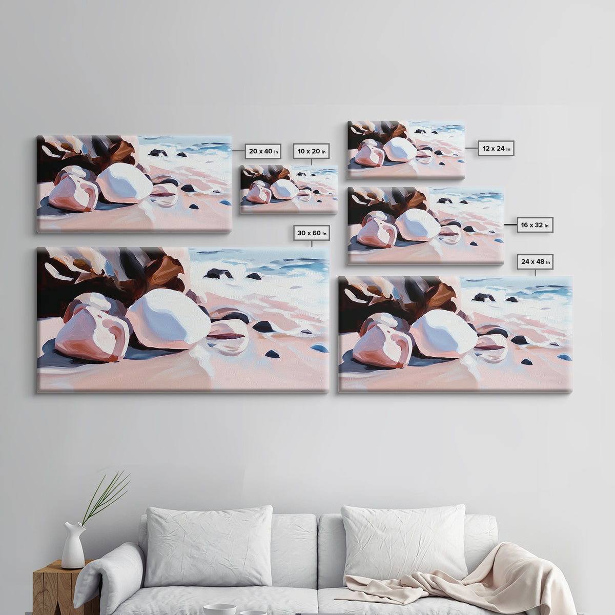 Coastal Rocks, Beach Waves, Ocean Wall Art, Framed Canvas Print, Nautical Decor, Summer Vibes, Relaxing Seaside Scene, Living Room Art