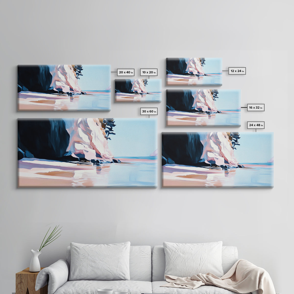 Coastal Cliffside, Ocean View Art, Seaside Landscape, Beach Getaway, Modern Coastal Decor, Nature Scene, Canvas Print, Living Room