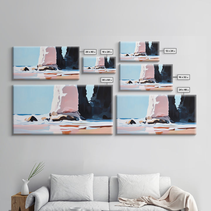 Coastal Rock, Seascape Art, Framed Canvas Print, Minimalist Beach Decor, Modern Wall Art, Ocean Landscape, Large Wall Art, Living Room