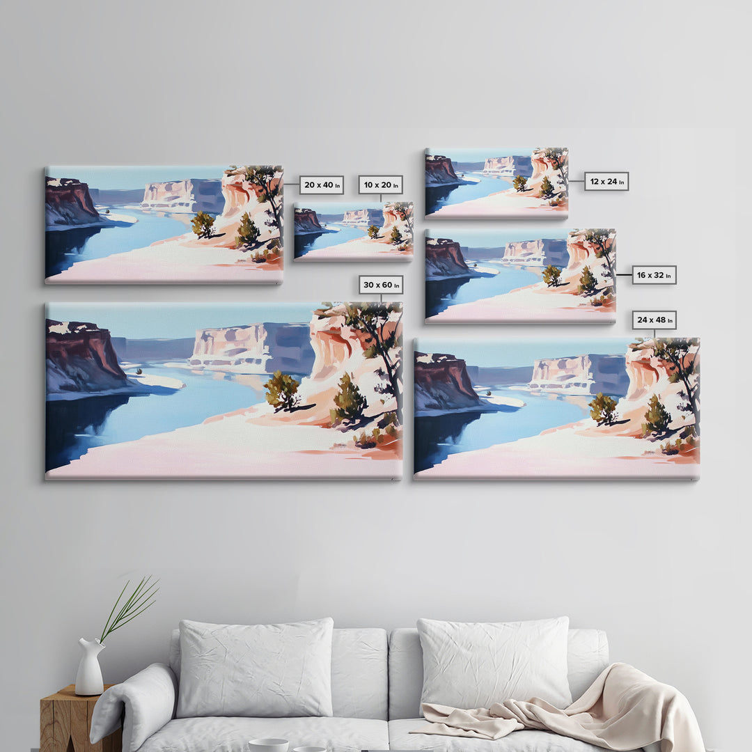 Desert River, Southwest Landscape, Canvas Print, Boho Wall Art, Nature Painting, Earthy Home Decor, Western Art, Office Wall Art