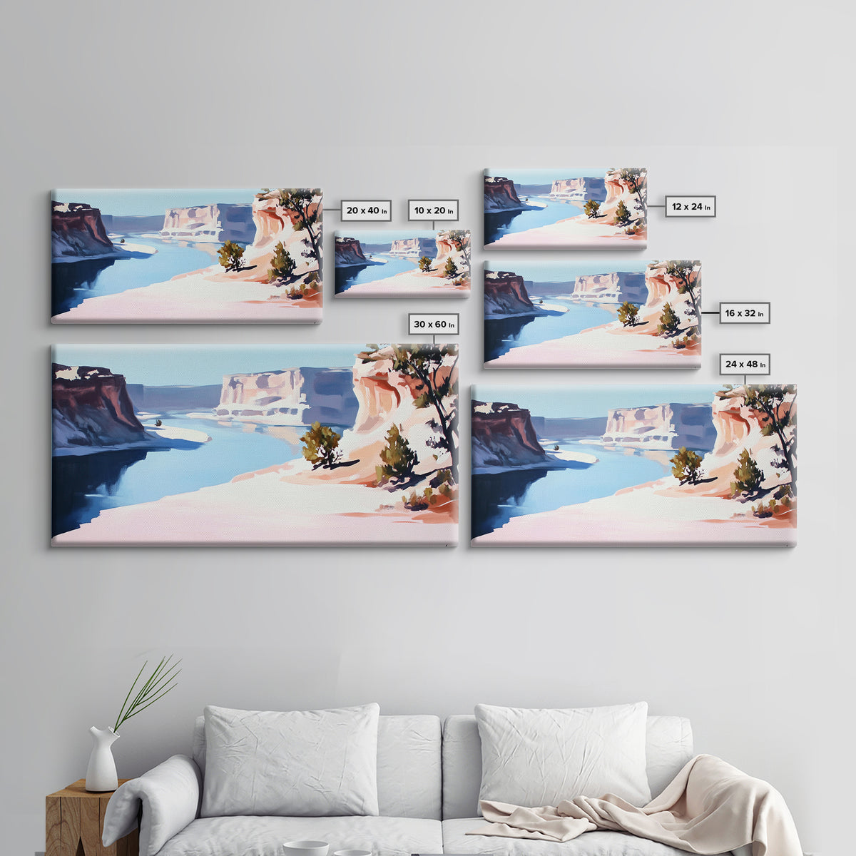 Desert River, Southwest Landscape, Canvas Print, Boho Wall Art, Nature Painting, Earthy Home Decor, Western Art, Office Wall Art