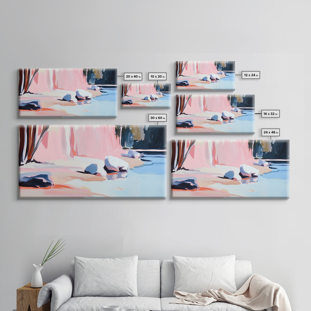 Rocky Beach, Nature Scene, Framed Canvas Print, Minimalist Seascape, Ocean Wall Art, Earthy Home Decor, Modern Coastal Art, Office