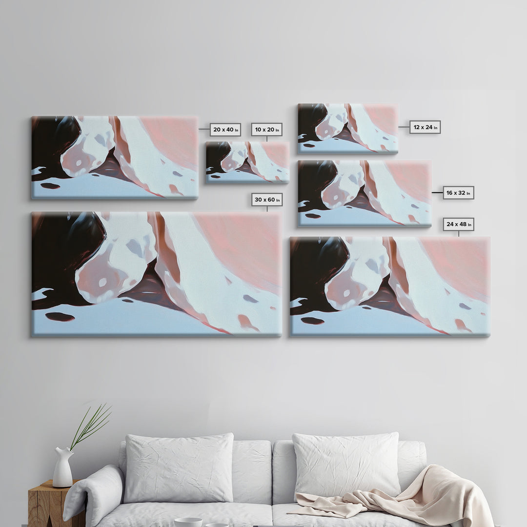 Close Up, Abstract Soft Art, Dreamy Minimalist Painting, Pastel Blue and Pink, Aesthetic Wall Decor, Neutral Modern Art, Canvas Print
