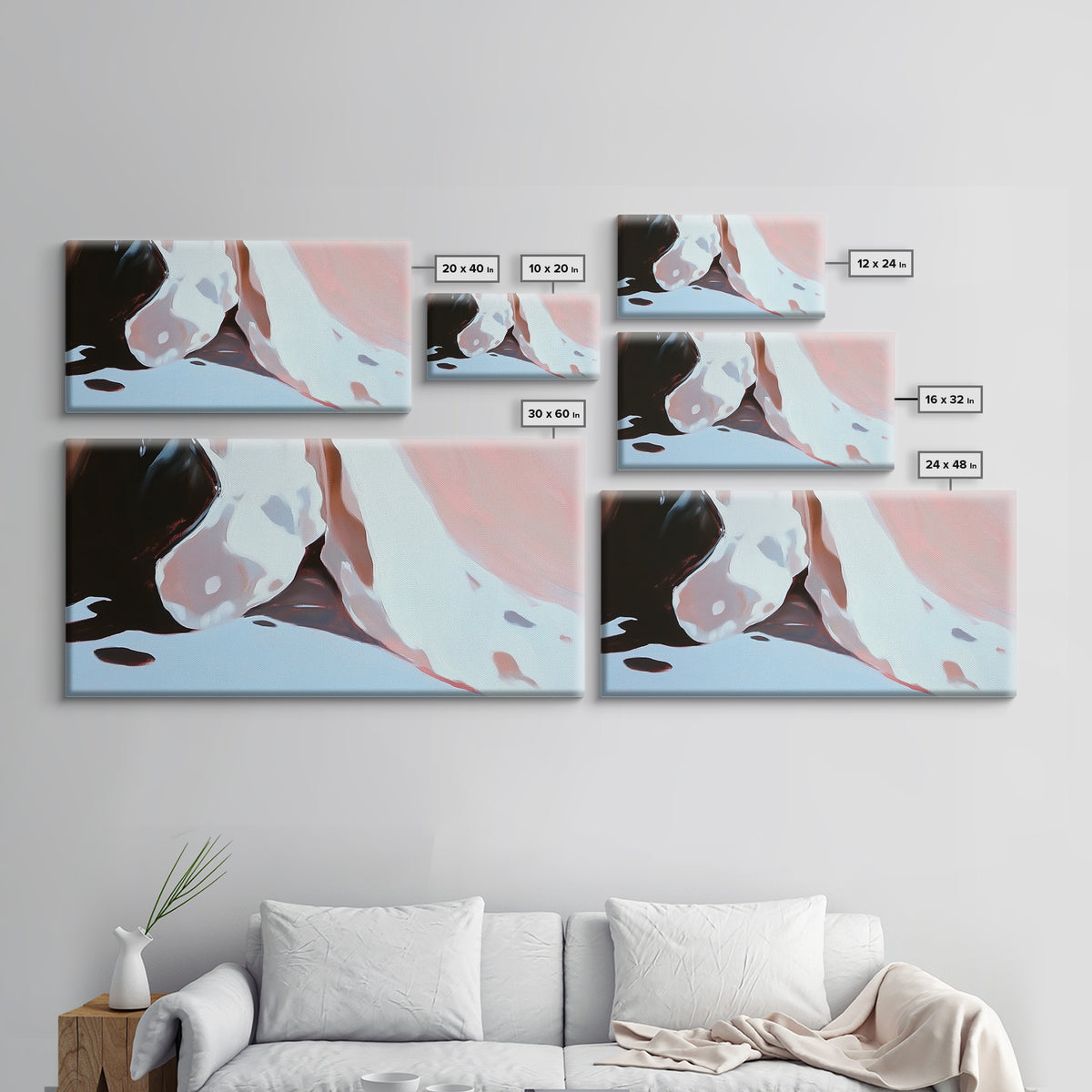 Close Up, Abstract Soft Art, Dreamy Minimalist Painting, Pastel Blue and Pink, Aesthetic Wall Decor, Neutral Modern Art, Canvas Print