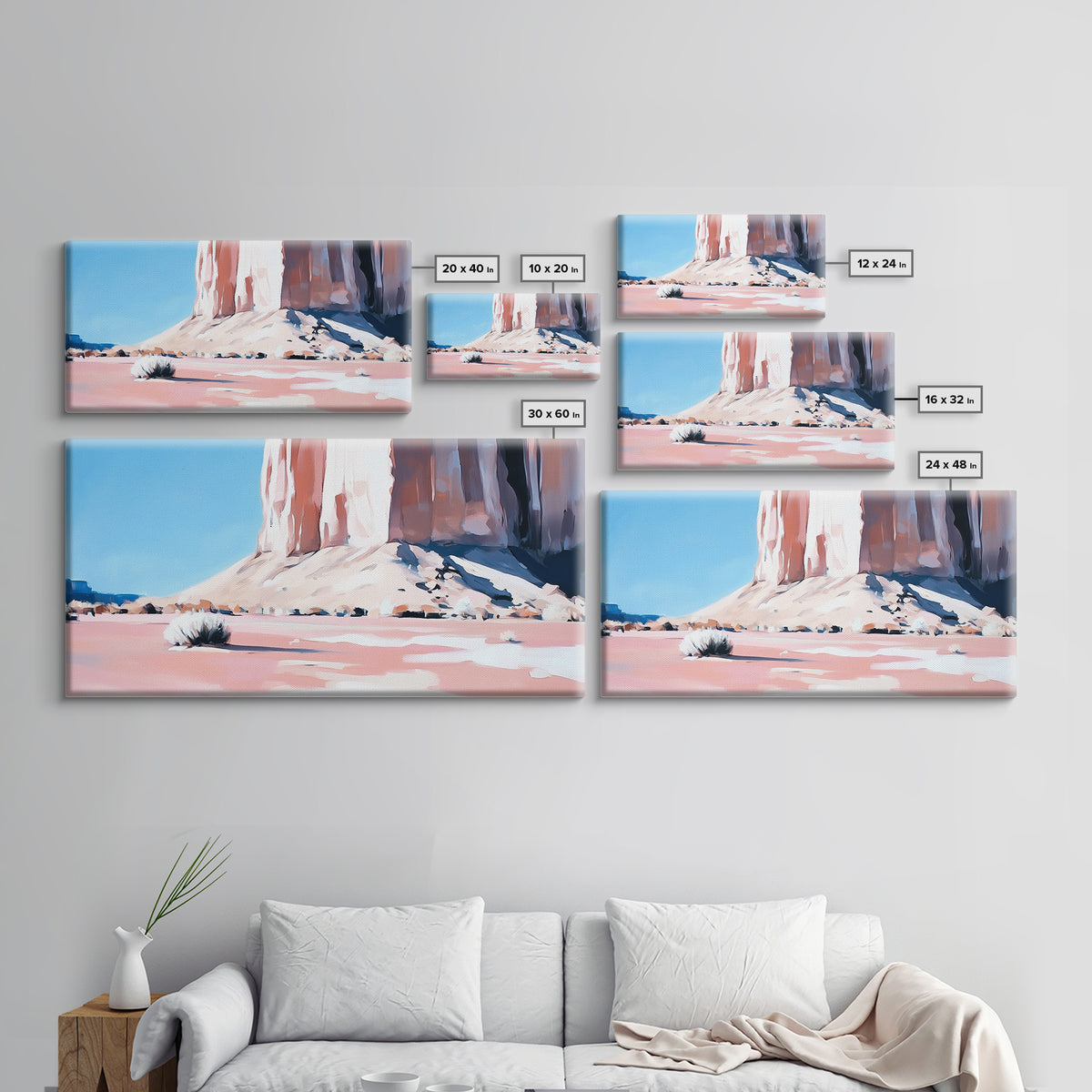 Desert Rock, Monument Valley, Southwestern Art, Minimalist Landscape, Earthy Wall Art, Rustic Home Decor, Framed Canvas Print, Modern Western