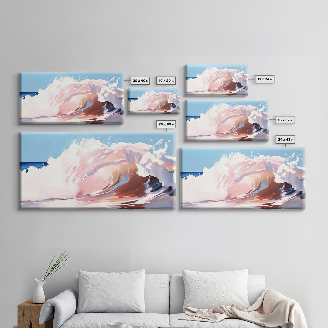 Pastel Wave, Abstract Ocean, Coastal Home Art, Modern Nautical Decor, Minimalist Seascape, Beach House Wall Art, Canvas Print, Calming Blue