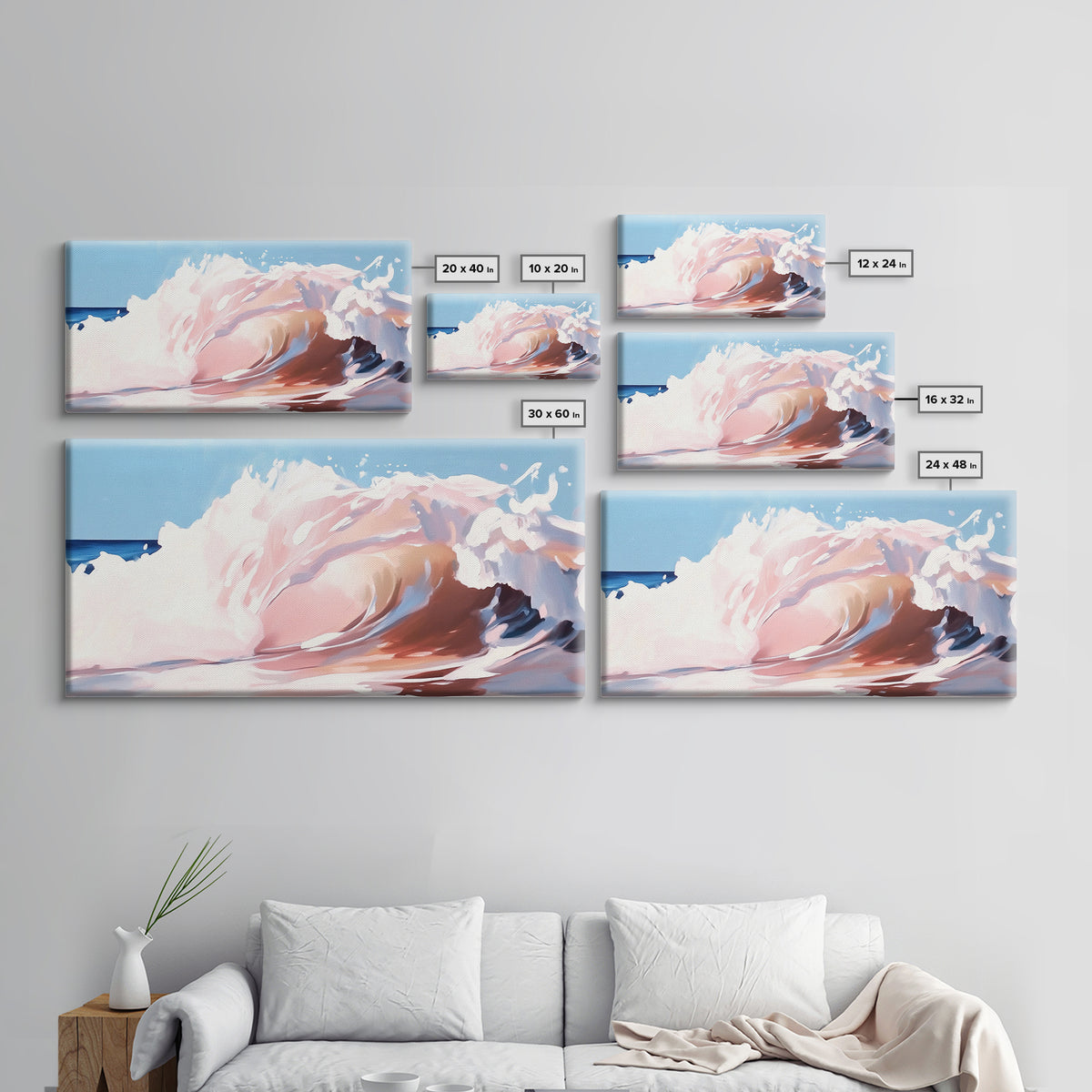 Pastel Wave, Abstract Ocean, Coastal Home Art, Modern Nautical Decor, Minimalist Seascape, Beach House Wall Art, Canvas Print, Calming Blue