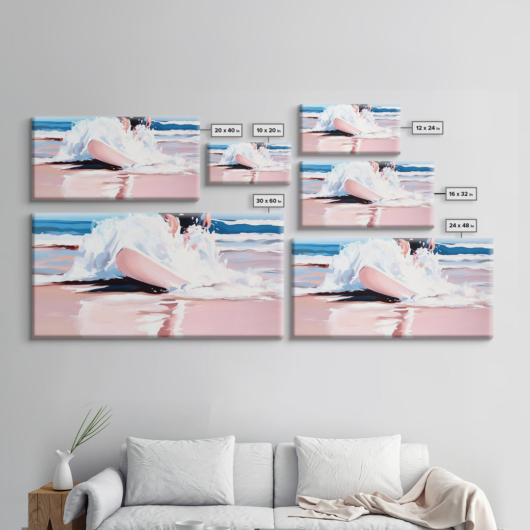 Ocean Splash, Surfer Art, Beach Wall Decor, Canvas Print, Coastal Home Art, Minimalist Wave Painting, Modern Beach House Wall Art