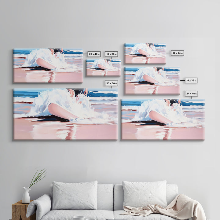Ocean Splash, Surfer Art, Beach Wall Decor, Canvas Print, Coastal Home Art, Minimalist Wave Painting, Modern Beach House Wall Art