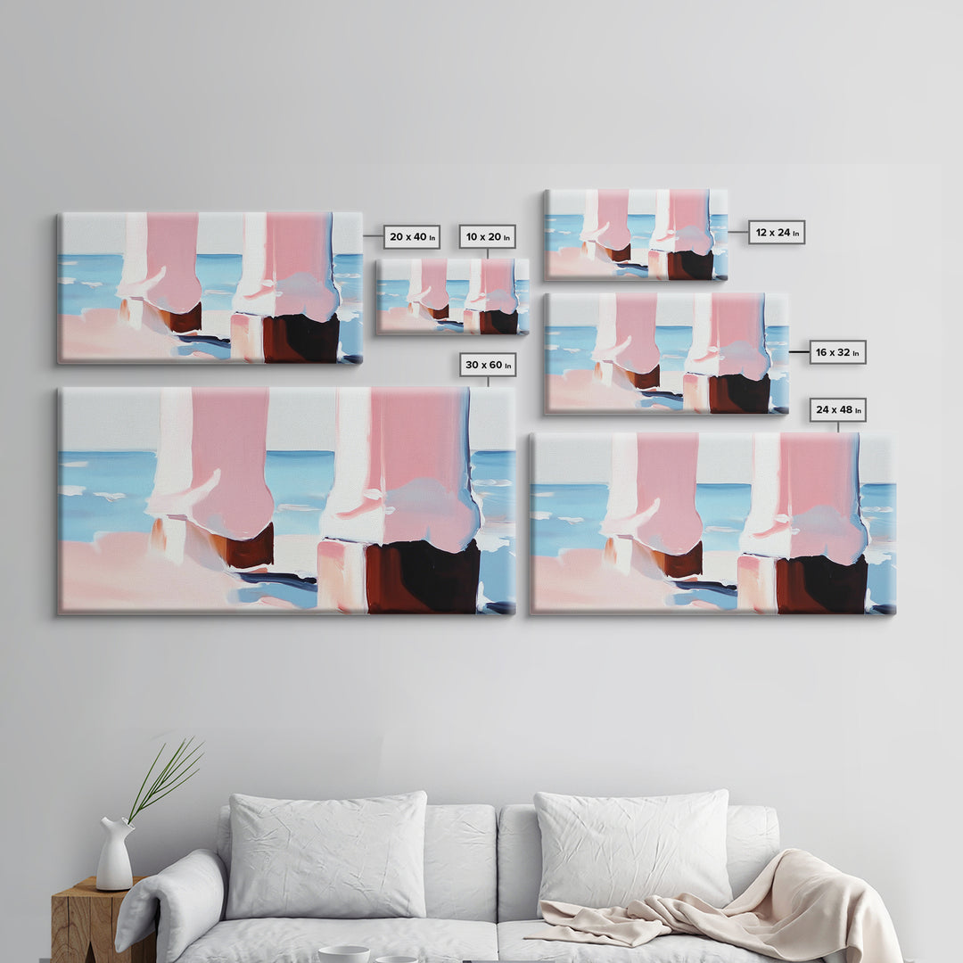 Coastal Pier, Beachside Serenity, Nautical Theme, Ocean Blue Artwork, Minimalist Coastal Art, Tranquil Scene, Canvas Print, Entryway