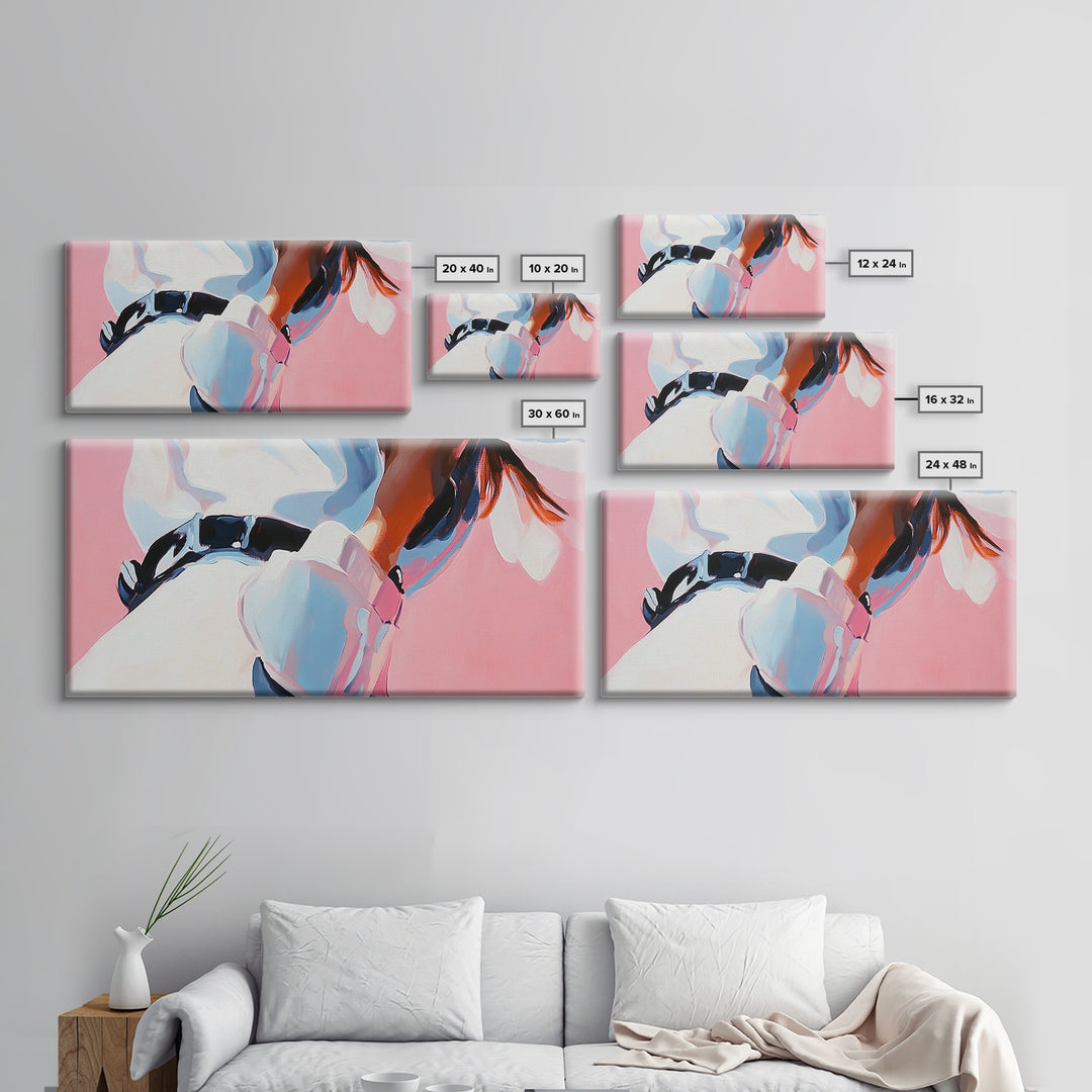 Cowgirl Outfit, Country Aesthetic, Western Home Decor, Feminine Wall Art, Fashion Framed Canvas Print, Pink and Blue Artwork