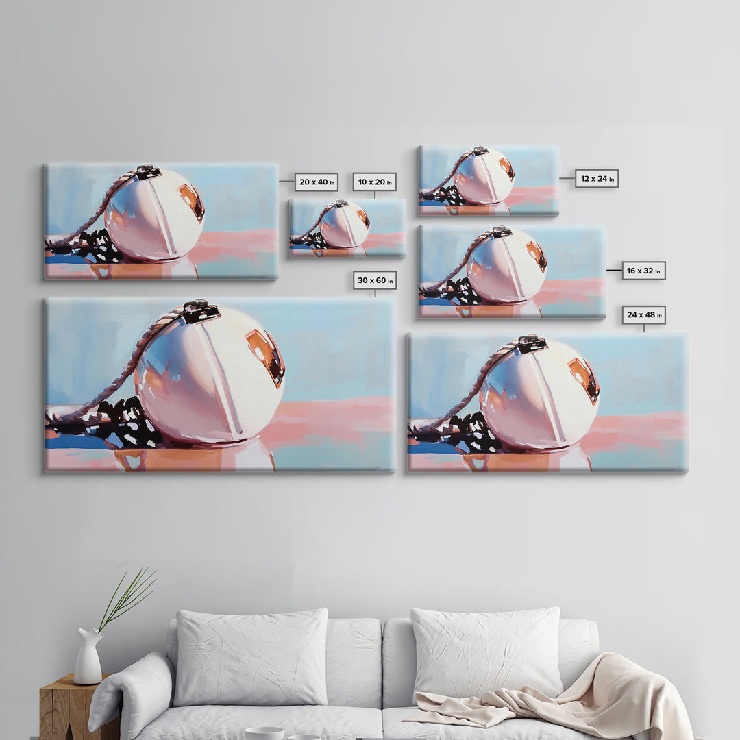 Nautical Buoy, Seaside Art, Coastal Minimalist, Ocean Reflections, Nautical Aesthetic, Marine Life Decor, Canvas Print, Bathroom