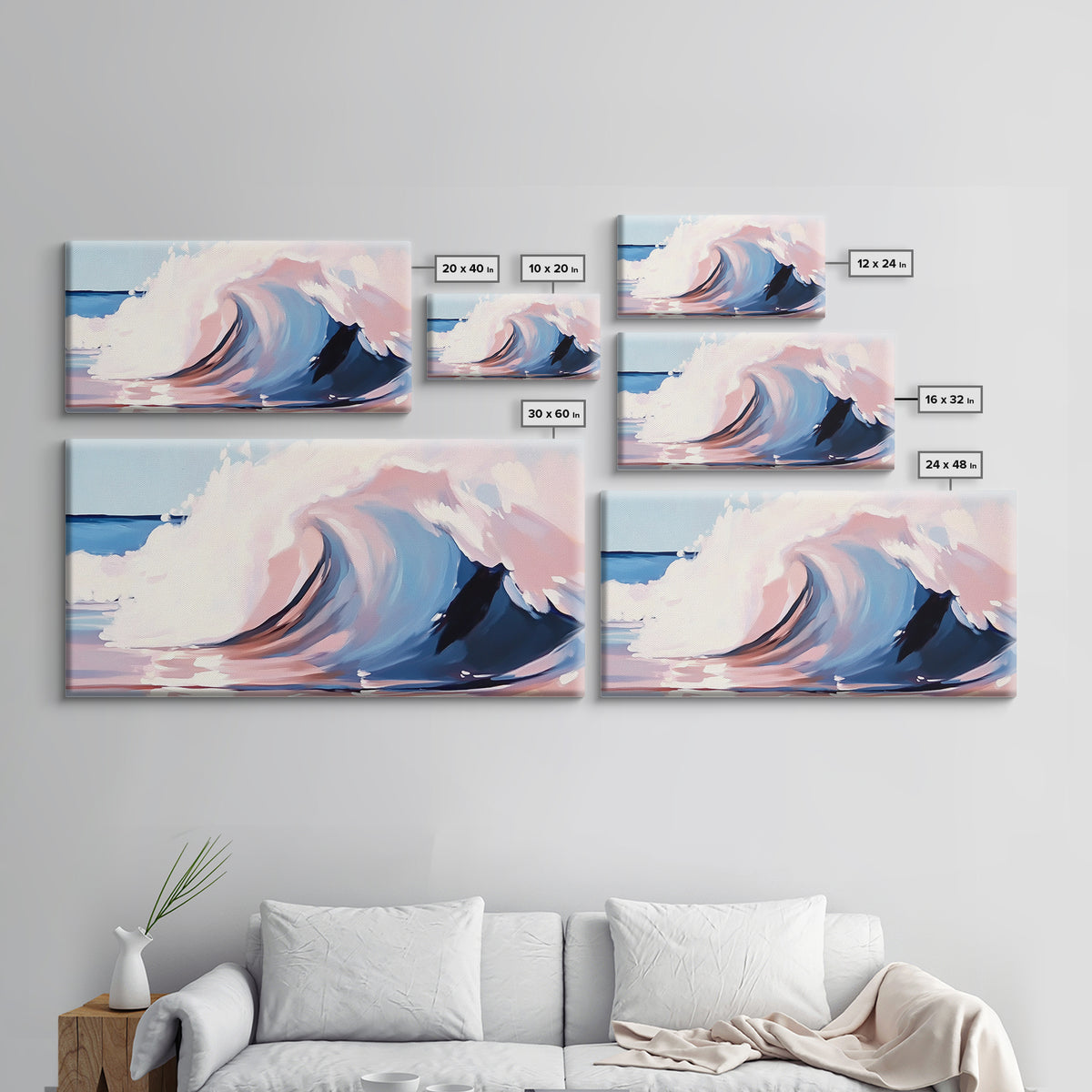 Wave Curl, Ocean Surf, Framed Canvas Print, Coastal Wall Art, Surfer Aesthetic, Beach House Decor, Minimalist Seascape