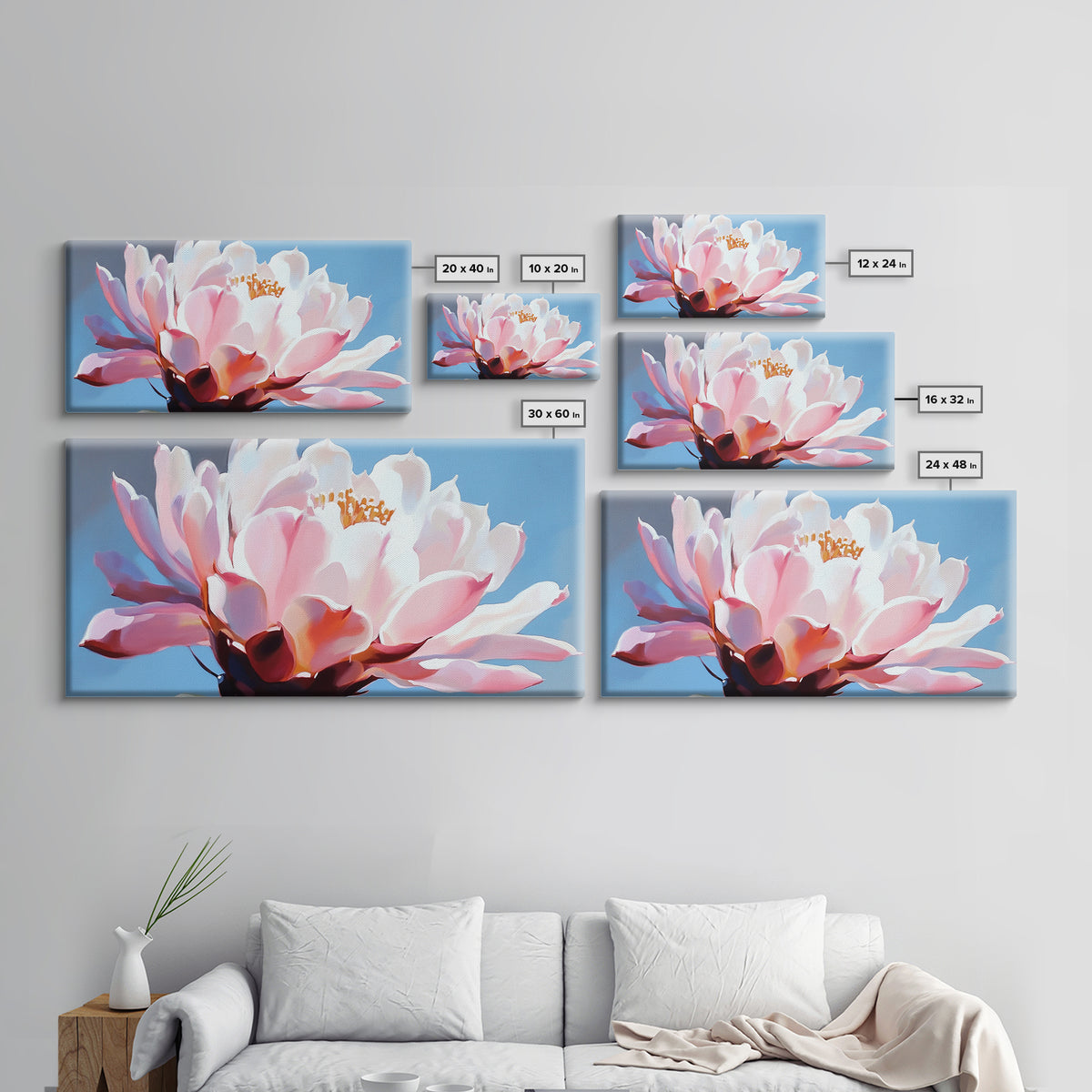 Blooming Cactus, Floral Wall Art, Desert Aesthetic, Boho Nature Decor, Soft Pink Botanical, Succulent Art, Canvas Print, Kitchen Decor