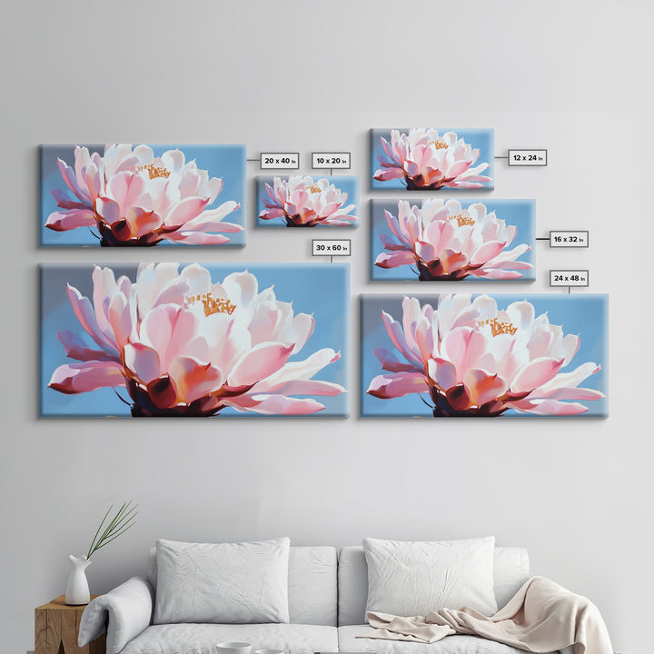 Blooming Cactus, Floral Wall Art, Desert Aesthetic, Boho Nature Decor, Soft Pink Botanical, Succulent Art, Canvas Print, Kitchen Decor