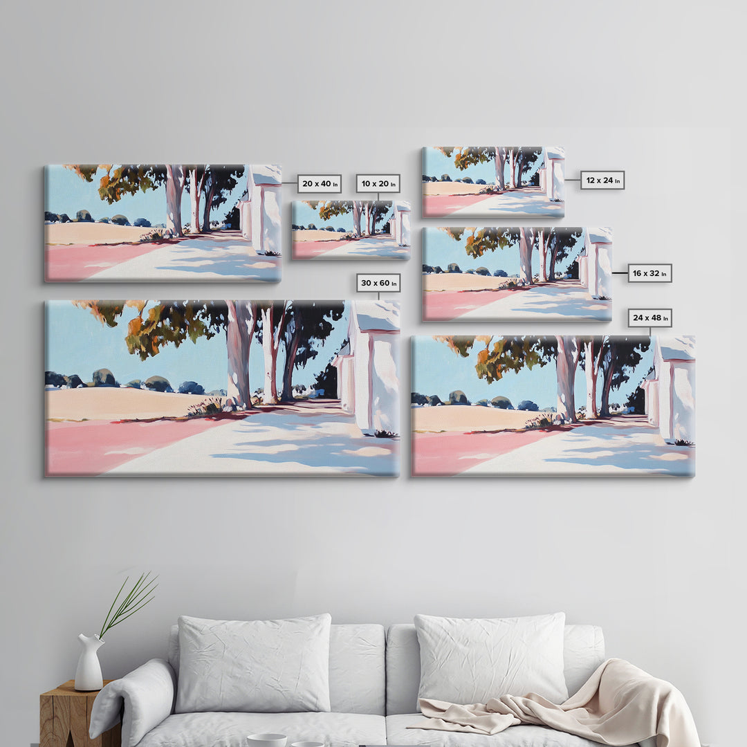 Country Road, Rural Landscape, Serene Nature, Golden Fields, Rustic Farmhouse, Countryside Charm, Warm Autumn Hues, Canvas Print