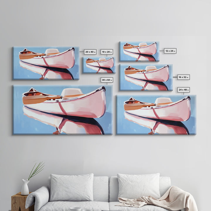 Rowboat, Water Reflection, Nautical Wall Art, Serene Coastal Decor, Minimalist Lake House Art, Framed Canvas Print, Gift Idea