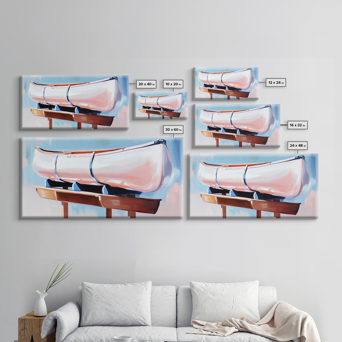 Canoe, Dockside View, Rustic Adventure Art, Cabin Wall Decor, Nature Inspired Aesthetic, Outdoor Enthusiast Gift, Framed Canvas Print