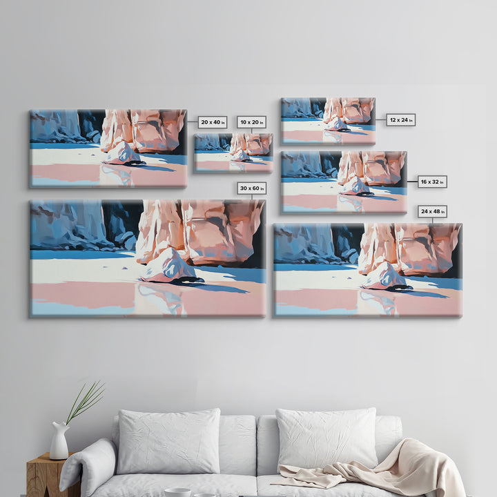 Canyon Reflection, Nature Wall Art, Modern Landscape Art, Neutral Earth Tones, Boho Aesthetic, Framed Canvas Print, Living Room Decor