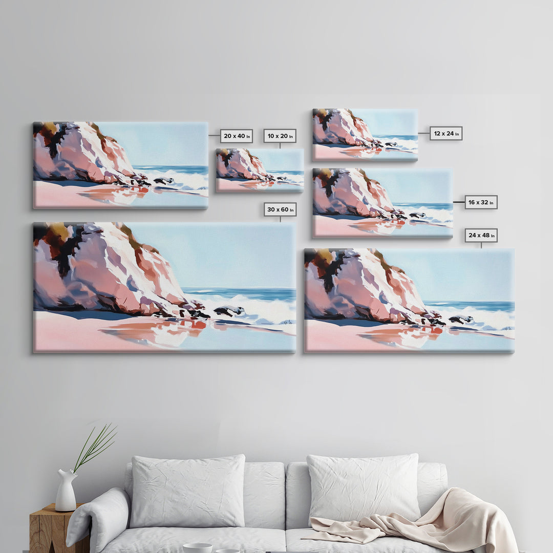 Coastal Cliffs, Ocean Waves, Beach Landscape, Wall Art, Canvas Print, Living Room Art, Modern Seascape, Blue Wall Decor, Nautical Art