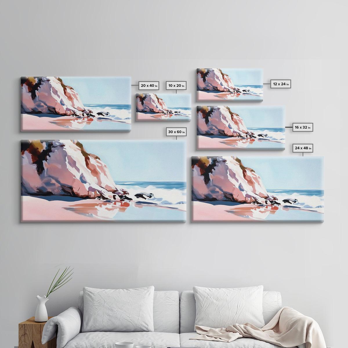 Coastal Cliffs, Ocean Waves, Beach Landscape, Wall Art, Canvas Print, Living Room Art, Modern Seascape, Blue Wall Decor, Nautical Art
