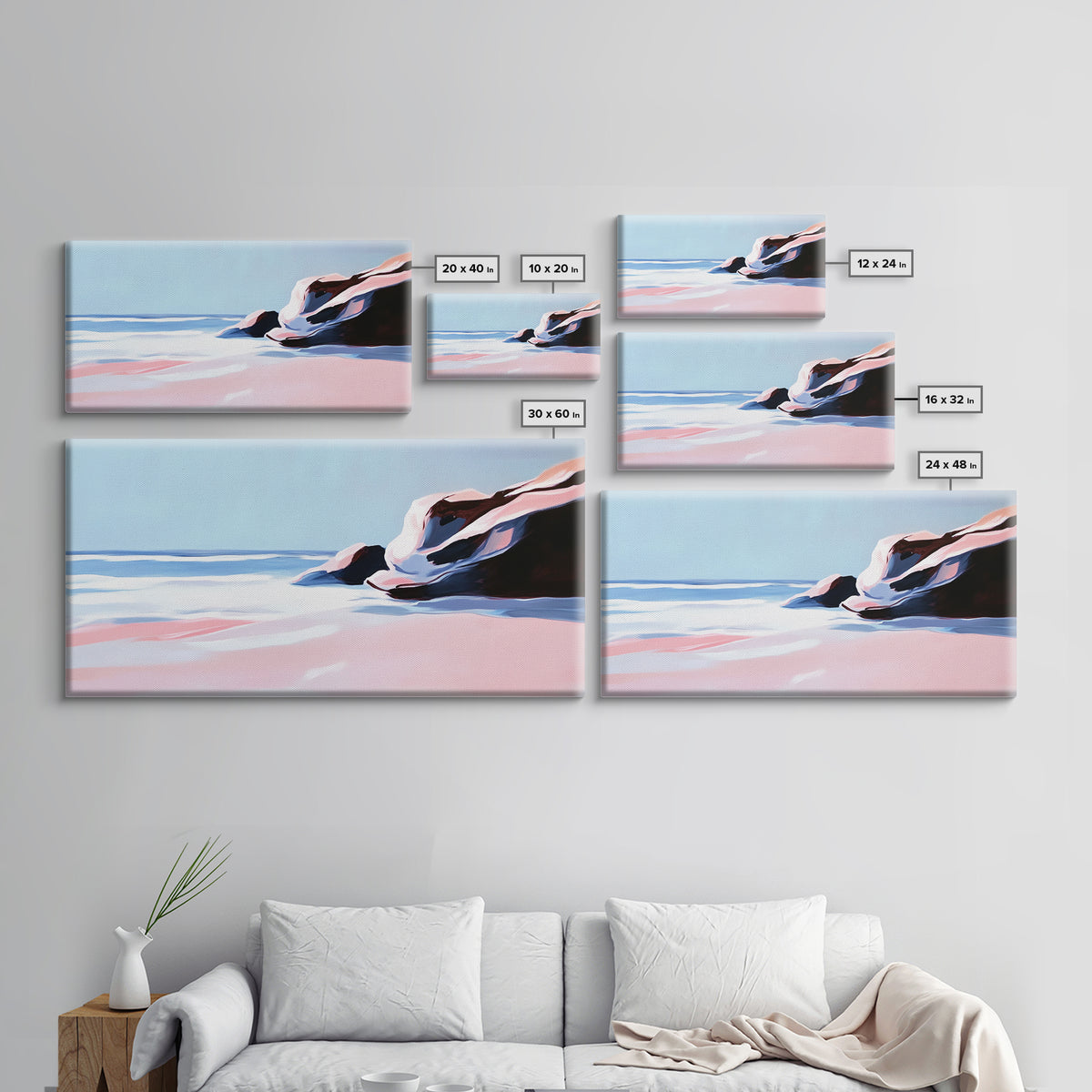 Ocean Breeze, Rolling Waves, Beach Escape, Canvas Print, Coastal Wall Art, Living Room Decor, Nautical Painting, Blue Seaside Art