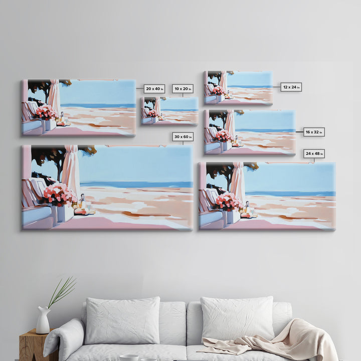 Beachside Terrace, Relaxing View, Oceanfront Art, Canvas Print, Coastal Home Decor, Nautical Painting, Living Room Wall Art, Blue Art