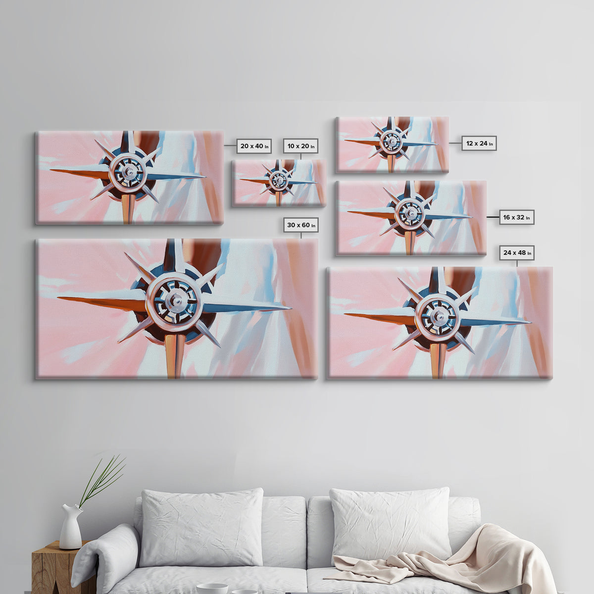 Compass Rose, Nautical Art, Pink Tones, Maritime Decor, Framed Canvas Print, Coastal Home Art, Boho Wall Art, Office Wall Decor