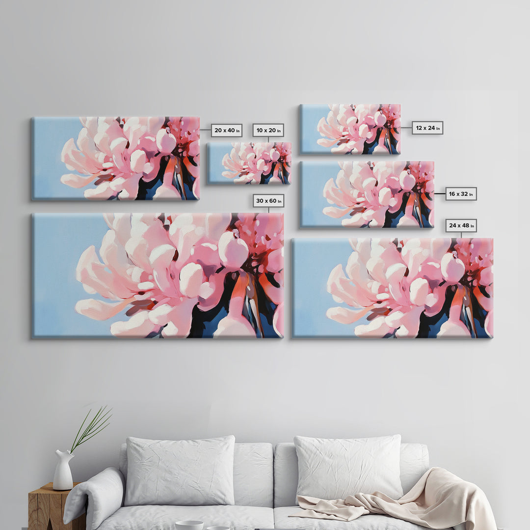Blooming Flowers, Pink Petals, Floral Print, Modern Art, Framed Canvas Print, Bedroom Wall Art, Feminine Decor, Abstract Flowers