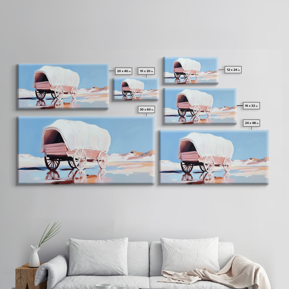 Covered Wagon, Western Art, Pioneer Print, Rustic Decor, Framed Canvas Print, Living Room Wall Art, Boho Farmhouse Style