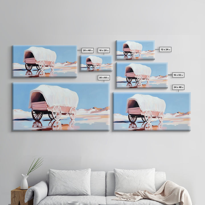 Covered Wagon, Western Art, Pioneer Print, Rustic Decor, Framed Canvas Print, Living Room Wall Art, Boho Farmhouse Style
