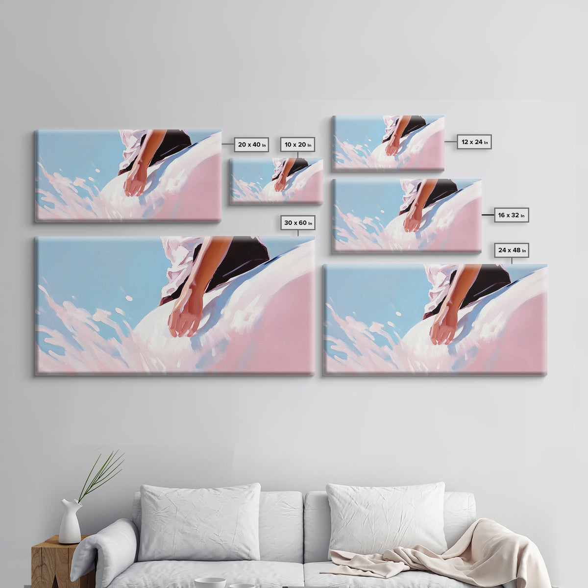 Ocean Breeze, Surreal Splash, Coastal Aesthetic, Modern Beach Art, Nautical Decor, Bedroom Wall Art, Dreamy Pastel Art, Canvas Print