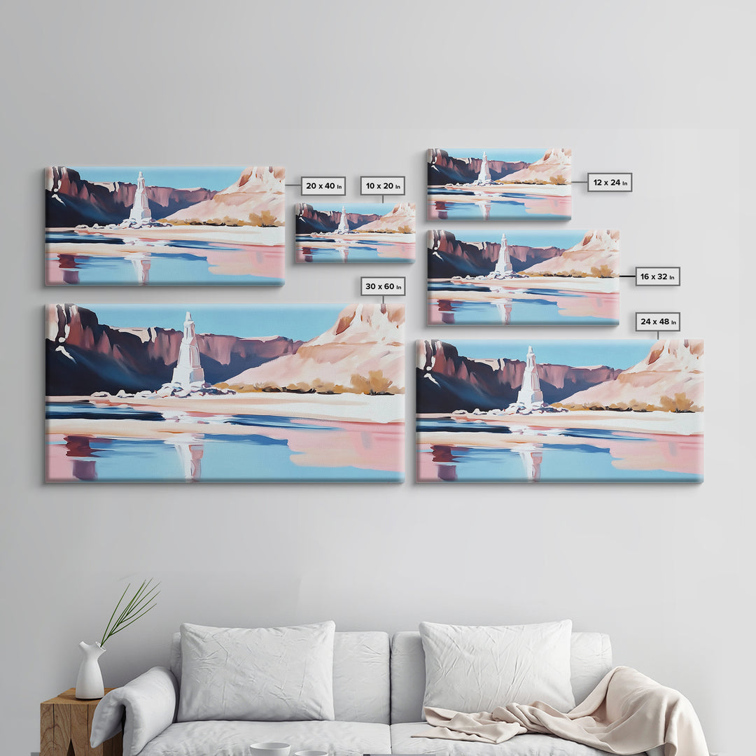 Desert Monument, Canyon Reflection, Southwest Landscape, Framed Canvas Print, Western Art, Rustic Home Decor, Nature Wall Art, Earthy Tones