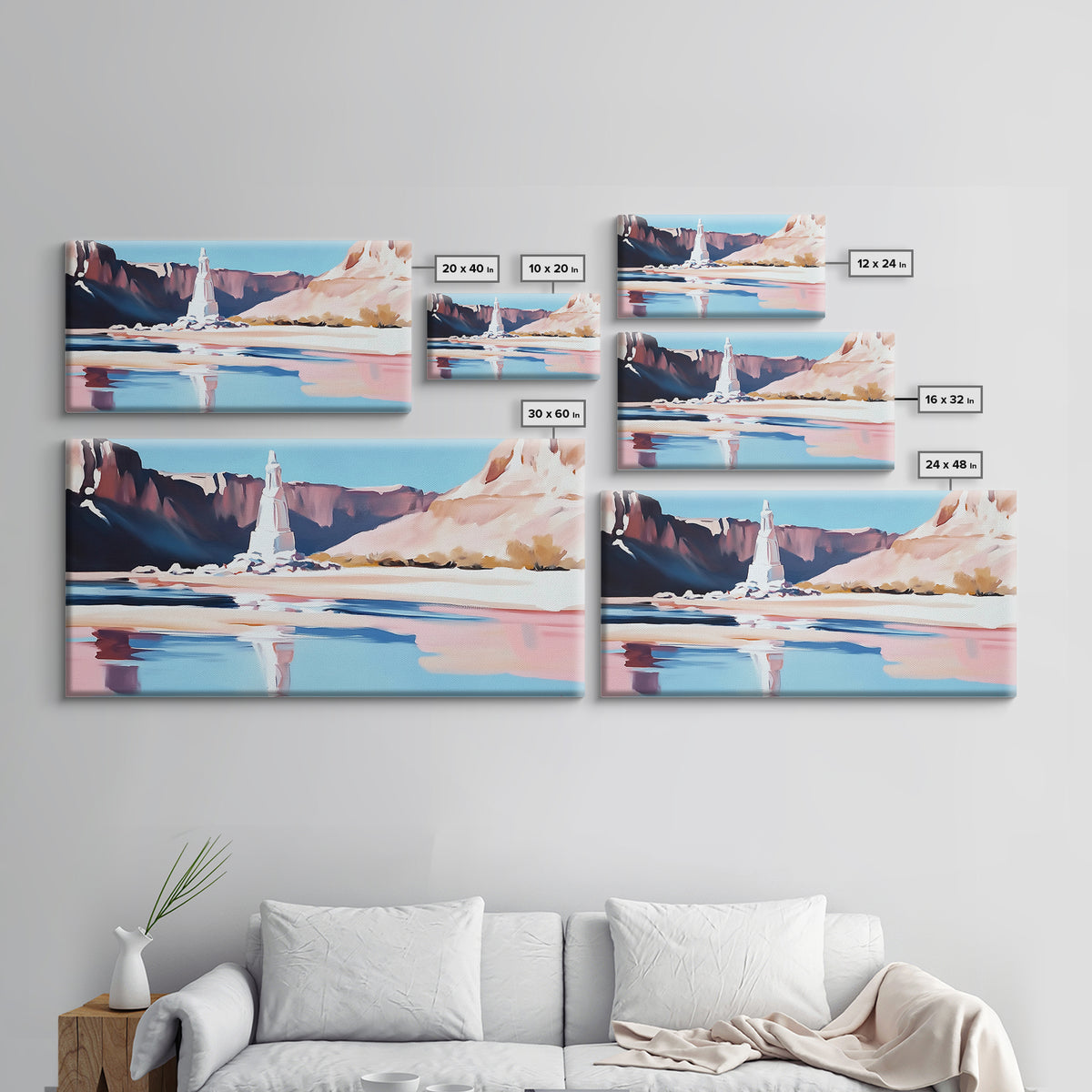 Desert Monument, Canyon Reflection, Southwest Landscape, Framed Canvas Print, Western Art, Rustic Home Decor, Nature Wall Art, Earthy Tones