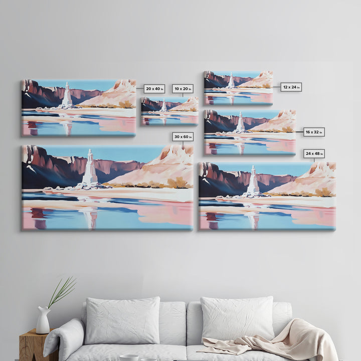 Desert Monument, Canyon Reflection, Southwest Landscape, Framed Canvas Print, Western Art, Rustic Home Decor, Nature Wall Art, Earthy Tones