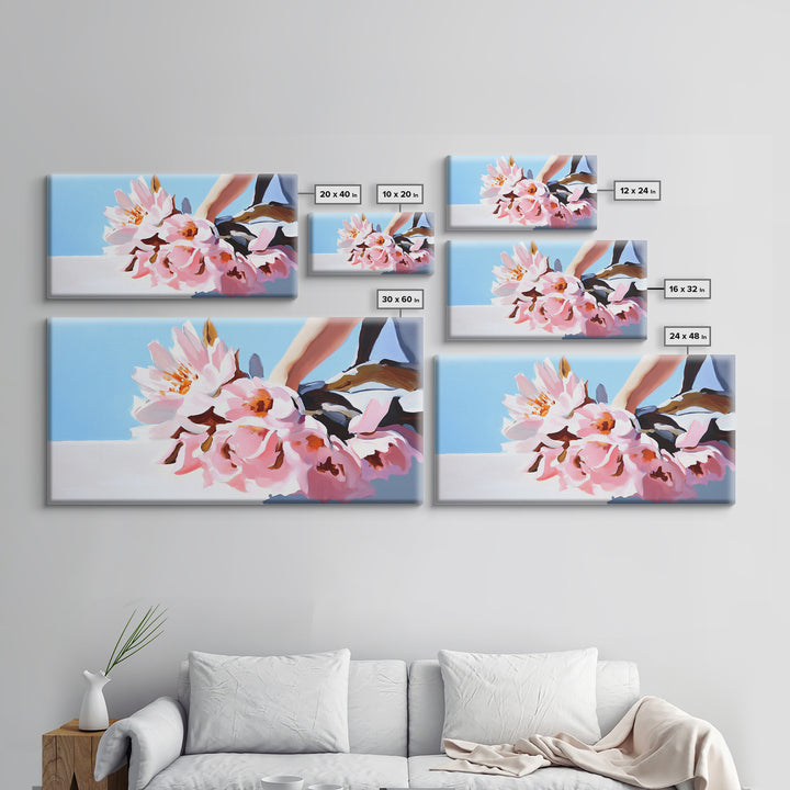 Blush Bouquet, Delicate Flowers, Feminine Touch, Framed Canvas Print, Soft Pastel Decor, Elegant Wall Art, Bedroom Aesthetic, Wedding Gift