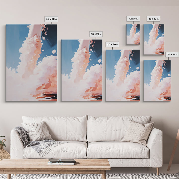 Rocket Launch, Space Exploration, Sci-Fi Aesthetic, Framed Canvas Print, Office Wall Art, Futuristic Home Decor, Astronaut Inspired
